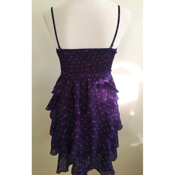 Volcom Retro Barbiecore Purple Polkadot Tiered Ruffled Party Dress ✨ - Picture 3 of 9
